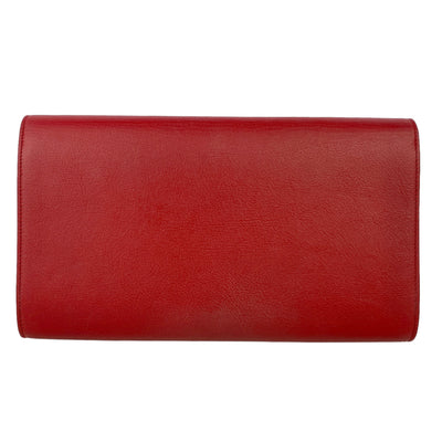 YSL designer red clutch bag rear view 